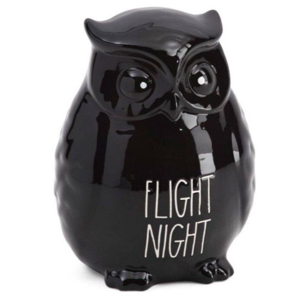 Rae Dunn "Flight Night" Black Owl Halloween Figure 8"